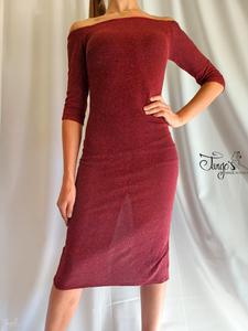 Abito Amanda glitter bordeaux spalle scoperte