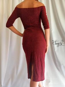 Abito Amanda glitter bordeaux spalle scoperte