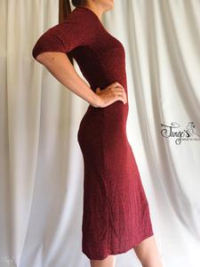 Abito Amanda glitter bordeaux spalle scoperte