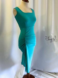 Abito Angeles in verde Tiffany e pizzo glitter
