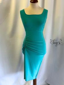 Abito Angeles in verde Tiffany e pizzo glitter