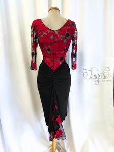 Dress Angeles black and red embroidery lace