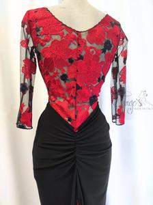 Dress Angeles black and red embroidery lace