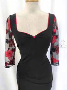 Dress Angeles black and red embroidery lace