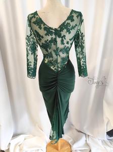 Dress Angeles dark embroidery green with sleevess