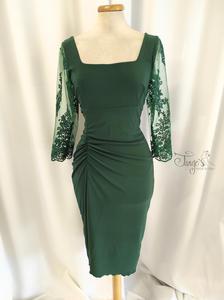 Dress Angeles dark embroidery green with sleevess