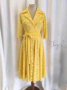 Chemisier dress Stefania in yellow lace