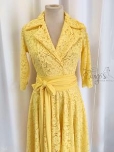 Chemisier dress Stefania in yellow lace