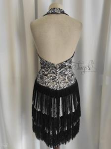 Dress Chiara paillettes and fringes, black and silver