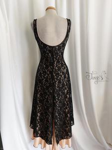 Dress Dafne in black lace and beige jersey