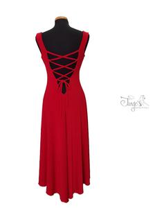 Dress Daniela in red jersey with laces