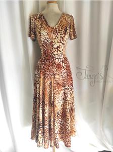 Flare dress Emilie in brown beige animalier fabric