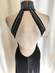 Dress Fede black velvet with silver strass, with internal body