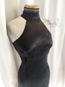 Dress Fede black velvet with silver strass, with internal body