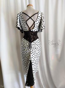 Dress Giusy black and white pois with back laces