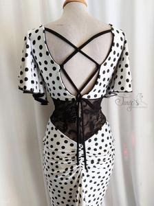 Dress Giusy black and white pois with back laces