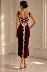 Ines dress bordeaux velvet