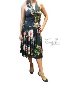 Karen black dress with pink flower