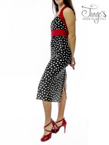 Dress Lea pois white black and red