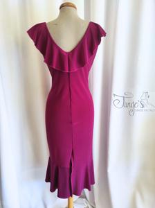 Dress Lucia magenta color with rouches