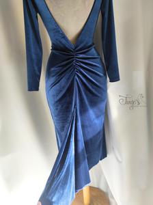 Dress Magali in blue velvet