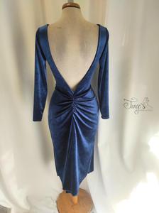 Dress Magali in blue velvet