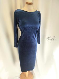 Dress Magali in blue velvet