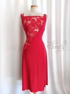 Abito Delmara rosso con pizzo