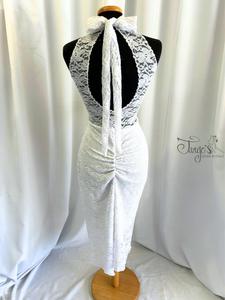 Milena white lace glitter  sheath dress