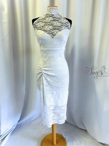 Milena white lace glitter  sheath dress