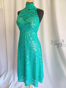 Dress Milena in gold jersey and black lace flared- 68693cdd7d8c6