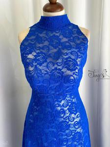 Abito Milena argento e pizzo bluette