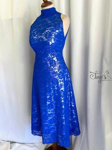 Abito Milena argento e pizzo bluette