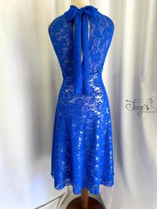 Abito Milena argento e pizzo bluette
