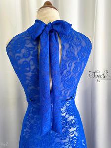 Abito Milena argento e pizzo bluette