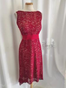Dress Paloma dark red lace and nude jersey