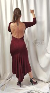 Abito Nicole glitter bordeaux con body interno