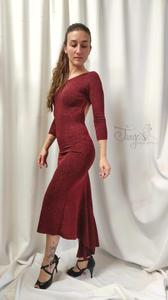 Abito Nicole glitter bordeaux con body interno