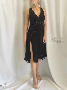 Dress Paulina black with silver strass and lace, with internal body