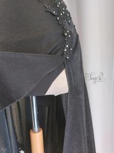 Dress Paulina black with silver strass and lace, with internal body