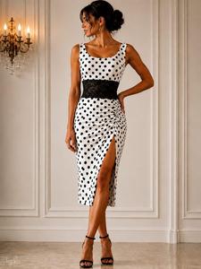Dress Rosalba white with black dots