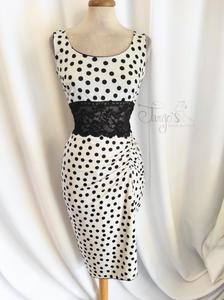 Dress Rosalba white with black dots