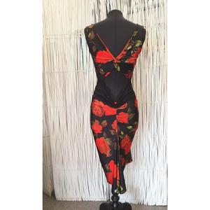 Dress Rosalba black with red roses