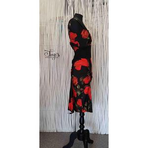 Dress Rosalba black with red roses