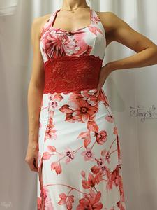 Abito Rosaria fantasia floreale e pizzo