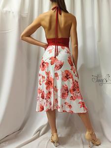 Abito Rosaria fantasia floreale e pizzo