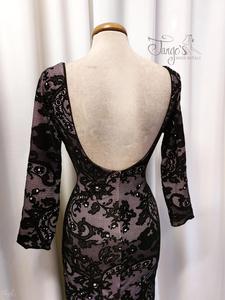 Dress Sonia in flocked fabric with slit