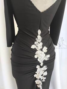 Dress Tiziana in black and white emboidery flower