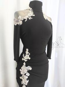 Dress Tiziana in black and white emboidery flower