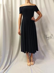 Abito Vittoria blu notte con ampio scollo a barca